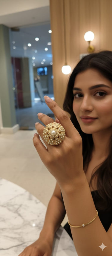 Pearl Jadau Ring